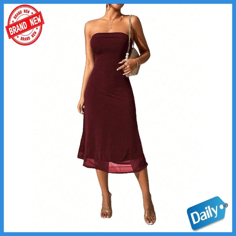 Strapless Midi Dress Sleeveless Backless Cocktail Party Formal Long